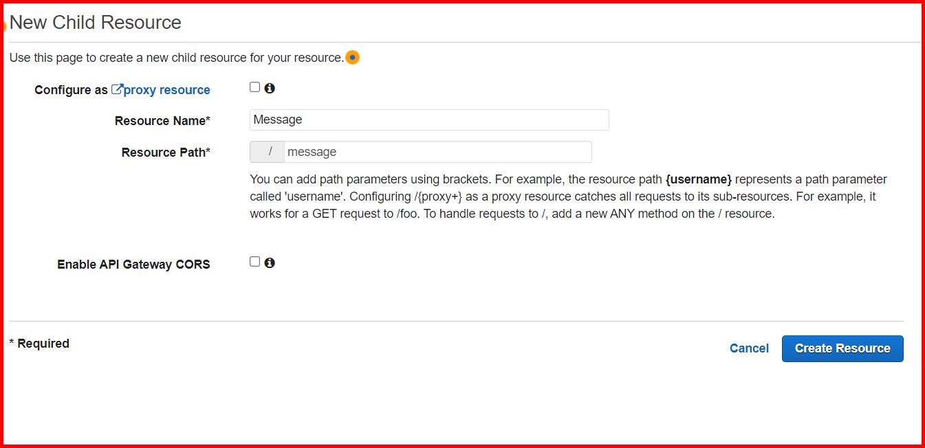 Picture showing a screen or creating the new resource